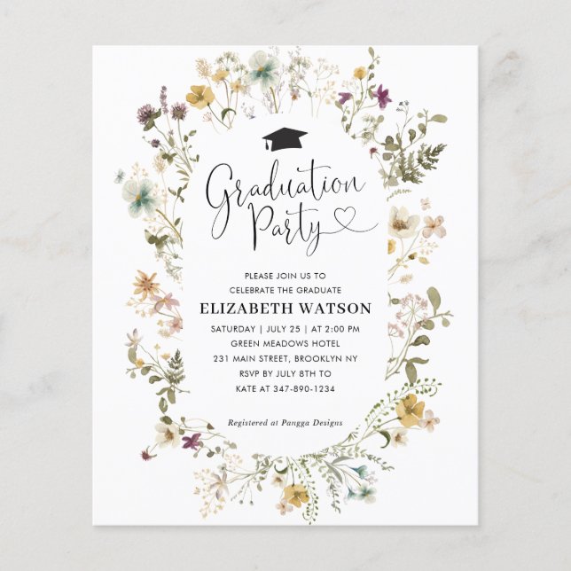 Boho Wildblume Floral Graduation Party (Vorderseite)