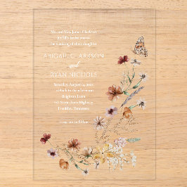 Boho Wildblume Floral QR Code Foto Hochzeit Acryleinladungen