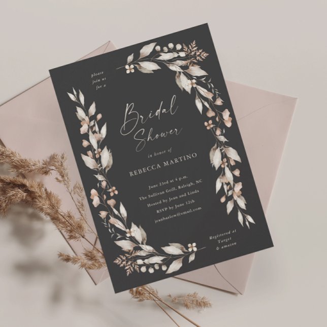 Boho Wildblume Floral Wedding Brautparty Magnetkarte (Boho wildflower floral elegant wedding bridal shower invitation magnetic card.)
