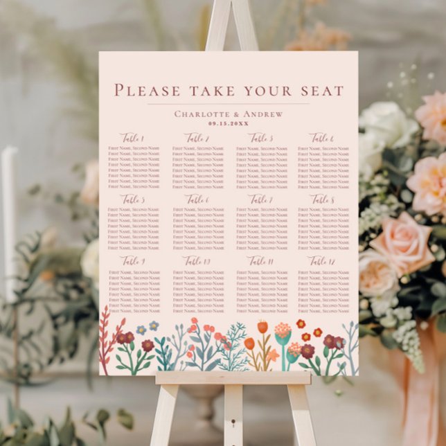 Boho Wildblume Floral Wedding Chart Poster (Von Creator hochgeladen)