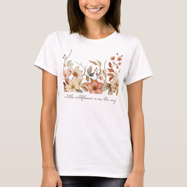 Boho Wildblume Floral White Baby Dusche T-Shirt (Vorderseite)