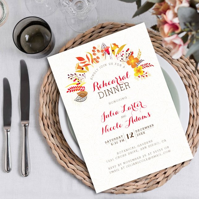 Boho Wildblume Foliage Hochzeit Probe Dinner Einladung (Von Creator hochgeladen)
