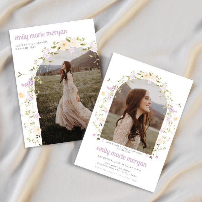 Boho Wildblume Foto Graduation Party Einladung (Von Creator hochgeladen)