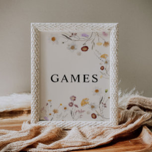 Boho Wildblume Games Wedding Sign Poster