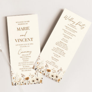 Boho Wildblume Garden Floral Wilde Blume Hochzeit Programm