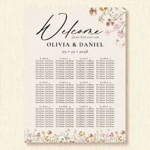 Boho Wildblume Garden Wedding Seating Chart Poster
