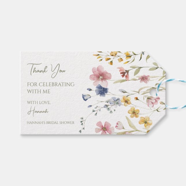 Boho Wildblume Gastgeschenk Tag Geschenkanhänger (Vorderseite (Horizontal))