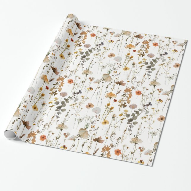 Boho Wildblume Geschenkpapier (Ungerollt)
