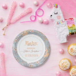 Boho Wildblume Girl Babydusche Papierplatte Pappteller