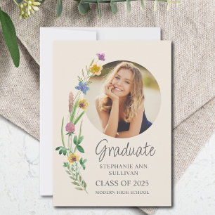 Boho Wildblume Girl Foto High School Abschluss Ankündigung