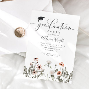 Boho Wildblume Graduation Party Einladung