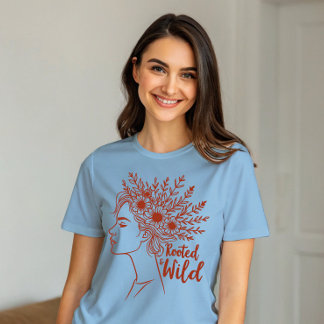 Boho Wildblume Hair Botanische Frau T-Shirt
