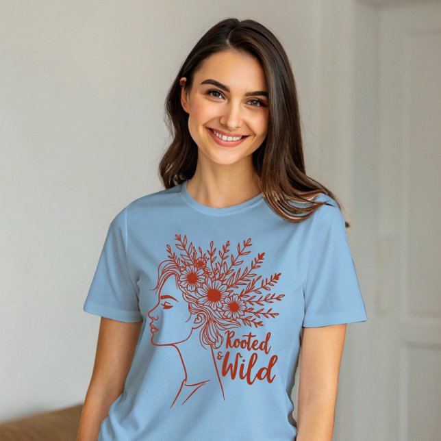 Boho Wildblume Hair Botanische Frau T-Shirt (Von Creator hochgeladen)