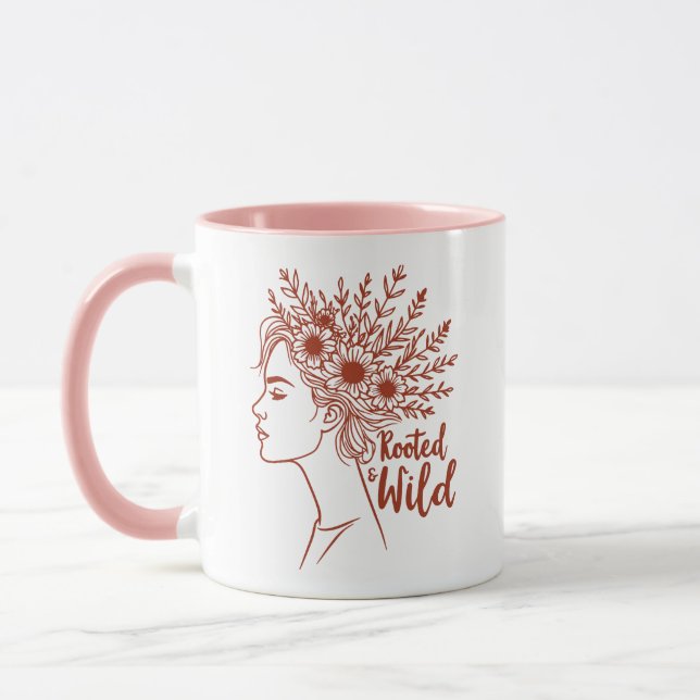 Boho Wildblume Hair Botanische Frau Tasse (Links)