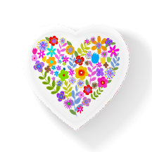 Boho Wildblume Heart Paperweight