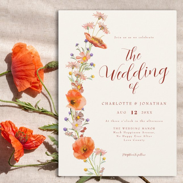 Boho Wildblume Hochzeit im Herbst Einladung (Boho wildflower wedding invitation )