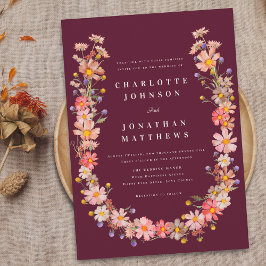 Boho Wildblume Hochzeit im Herbst Einladung