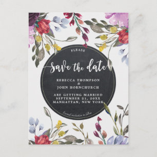 Boho Wildblume Hochzeit speichern Sie das Datum Po Ankündigungspostkarte