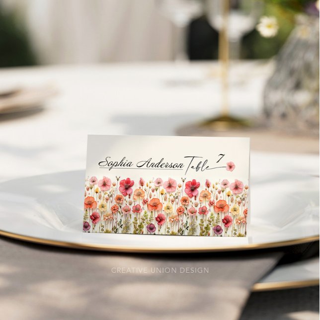 Boho Wildblume Hochzeitstorte Platzkarten (Von Creator hochgeladen)