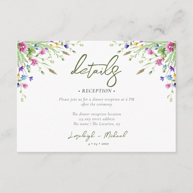 Boho Wildblume Hochzeitsunterkunft QR Code Begleitkarte (Vorderseite)