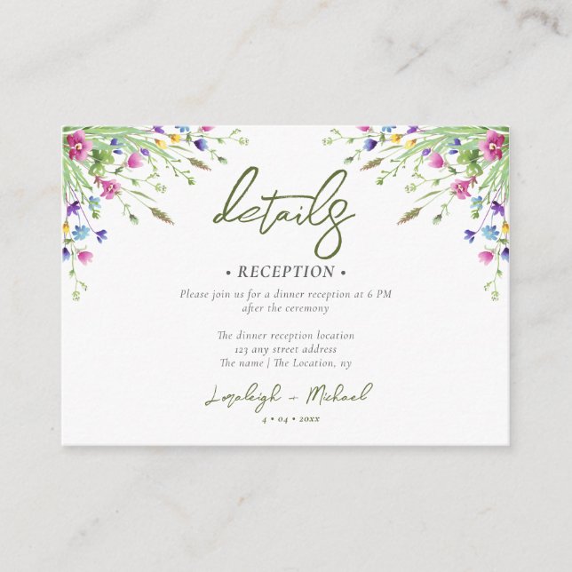 Boho Wildblume Hochzeitsunterkunft QR Code Begleitkarte (Vorderseite)