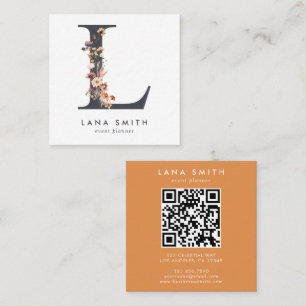 Boho Wildblume Initial L QR Code Quadratische Visitenkarte