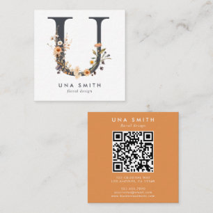 Boho Wildblume Initial U QR Code Quadratische Visitenkarte