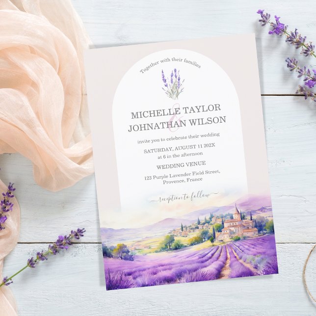Boho Wildblume Lavender Lila Violette Einladung (lavender fields watercolor provence)