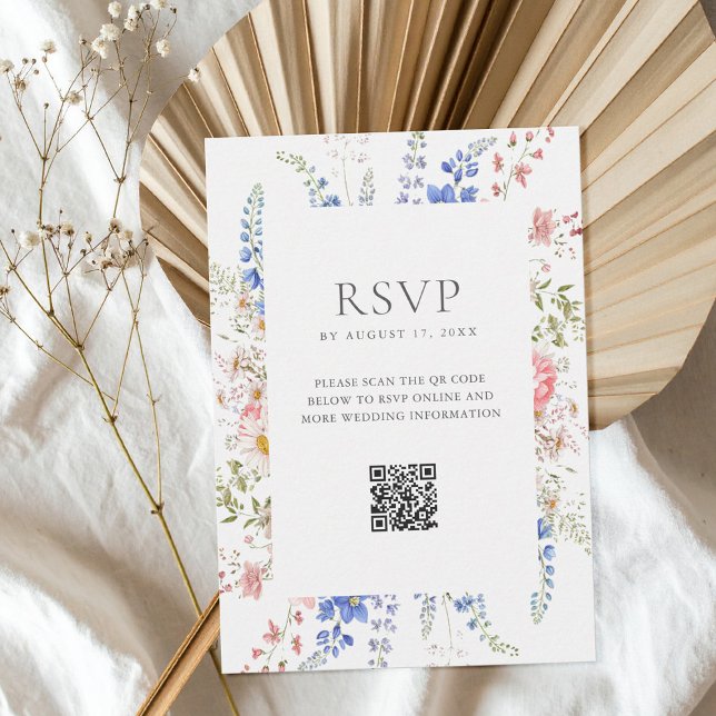 Boho Wildblume Minimalistische Blumenhochzeit RSVP Karte (Von Creator hochgeladen)