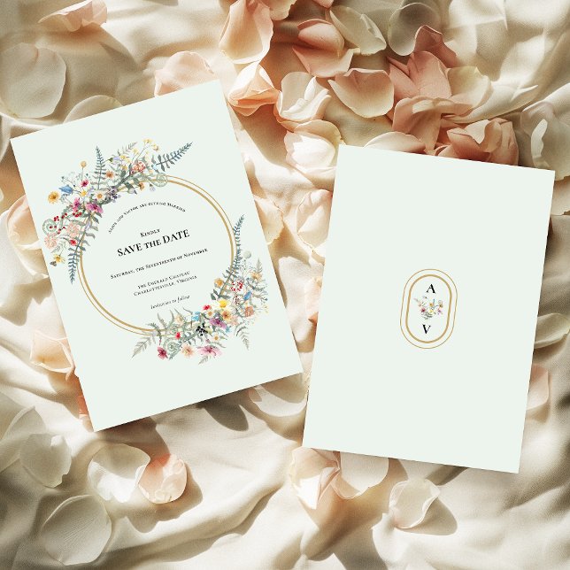 Boho Wildblume Mint Green Wedding speichern das Da Save The Date (Von Creator hochgeladen)