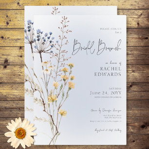 Boho Wildblume Modern Blue Bridal Brunch Einladung
