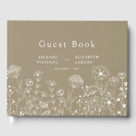 Boho Wildblume Moderne Wasserfarbenhochzeit Gästebuch