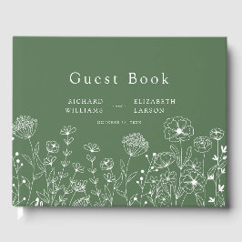 Boho Wildblume Moderne Wasserfarbenhochzeit Gästebuch