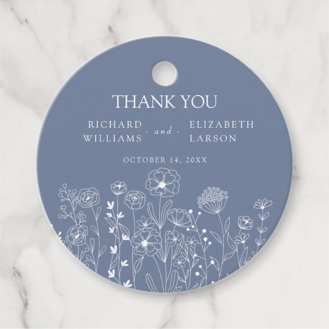 Boho Wildblume Moderne Wasserfarbenhochzeit Geschenkanhänger (Vorderseite)