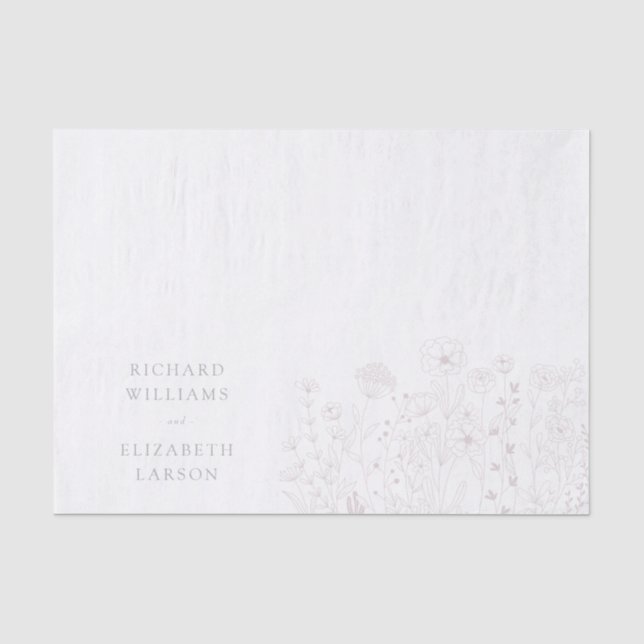 Boho Wildblume Moderne Wasserfarbenhochzeit Seidenpapier (Vorderseite)