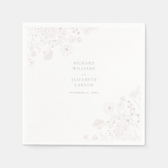 Boho Wildblume Moderne Wasserfarbenhochzeit Serviette (Vorderseite)