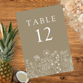 Boho Wildblume Moderne Wasserfarbenhochzeit Tischnummer