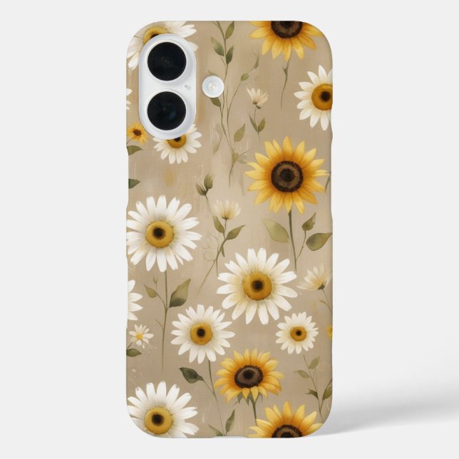 "Boho Wildblume Muster für Telefongehäuse iPhone 16 Hülle (Rückseite)