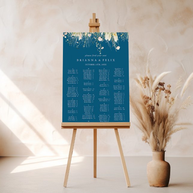 Boho Wildblume Navy Alphabetical Seekarte Poster (Von Creator hochgeladen)