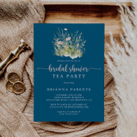 Boho Wildblume Navy Brautparty Tee Party