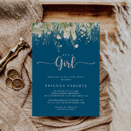 Boho Wildblume Navy Es ist eine Girl Baby Dusche Einladung