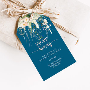 Boho Wildblume Navy Sip Hooray Brautparty Geschenkanhänger
