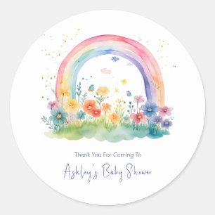 Boho Wildblume Rainbow Baby Dusche Runder Aufkleber