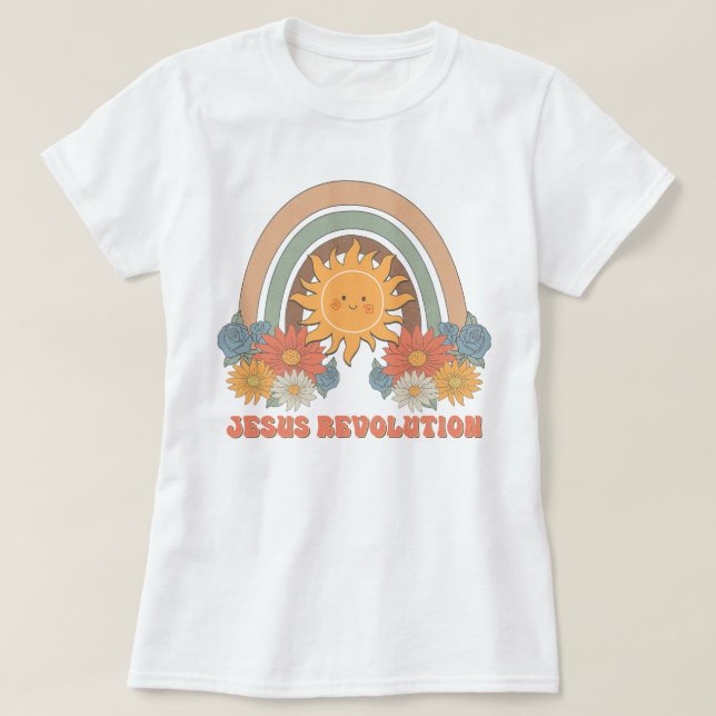 Boho Wildblume Retro Sun Jesus Revolution T-Shirt (Design vorne)