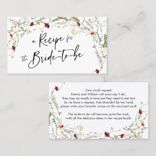 Boho Wildblume Rezpe Bridal Einschließungskarte Visitenkarte