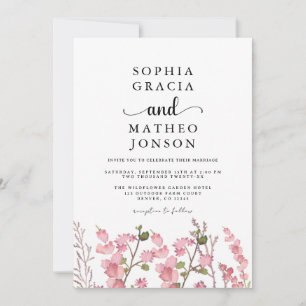 Boho Wildblume Rosa Garten Elegante Wildblume Save The Date