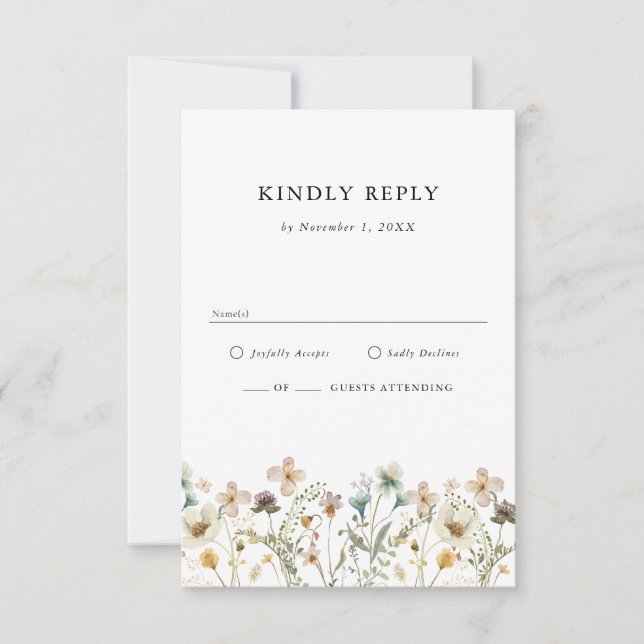 Boho Wildblume RSVP-Karte RSVP Karte (Vorderseite)
