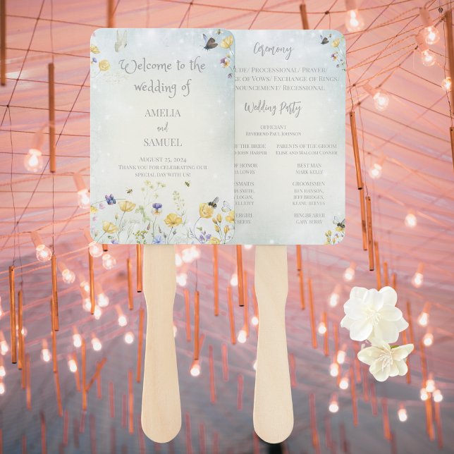 Boho Wildblume Rustic Green Wedding Program Fächer (Von Creator hochgeladen)
