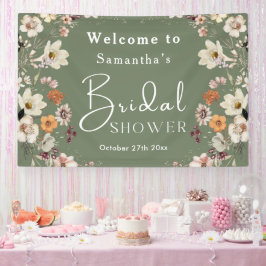 Boho Wildblume Rustic Sage Green Brautparty Banner
