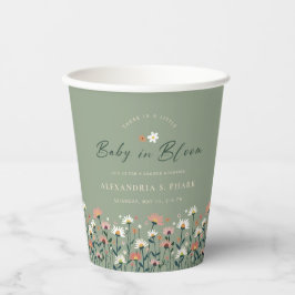Boho Wildblume Sage Green Baby in Blütendusche Pappbecher